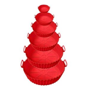 Kit Forro de Silicone Antiaderente para Airfryer, 6 Peças, Reutilizável, Resistente ao Calor