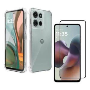 Kit para Moto G56 Capa Anti Impactos + Película de Vidro 3d Para Motorola Moto G56 5g