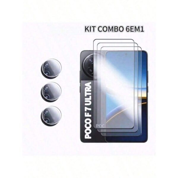 KIT Pelicula Vidro DE 3D POCO F7 PRO F7 Ultra x7 pro F7 X5 Pro x6 x6 pro F5 F6 pro F6 F4 GT F5 Pro F5 pro M7 M5S +CÂMERA