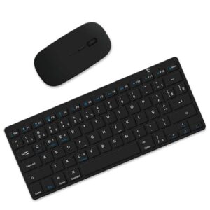 KIT Teclado e Mouse Sem Fio Bluetooth para Tablet Macbook iPad iMac Notebook PC, Premium Silencioso Minimalista Portátil ABNT2 - Preto