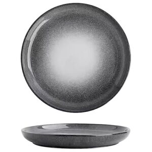 KJHONG Prato de esmalte reativo cinza - prato de jantar de cerâmica de 16/8/10/30 cm - Prato de lanche plano com borda rasa - Pratos seguros para micro-ondas e lava-louças