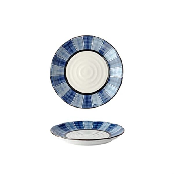 KJHONG Prato de jantar chinês vintage prato de jantar de cerâmica 20 cm pratos de jantar redondos de porcelana prato de bife doméstico prato seguro para micro-ondas e lava-louças