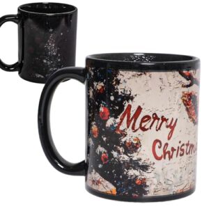 Kmiles Caneca de veado/árvore de Natal que muda de calor, xícara de café/chá, 340 g, branca/marrom, presentes de Natal maravilhosos.