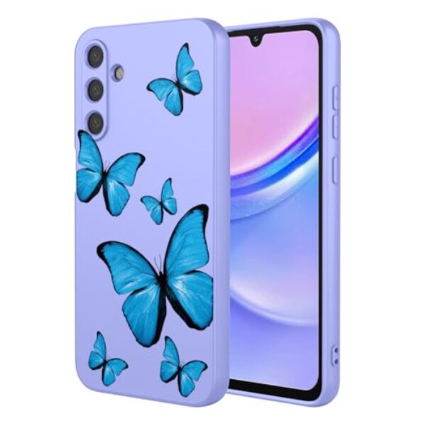 KOARWVC Capa de telefone para Galaxy M55 5G, capa para Samsung M55 SM-M556 capa de telefone de TPU macio com estampa de borboleta fofa para Samsung Galaxy M55 borboleta roxa