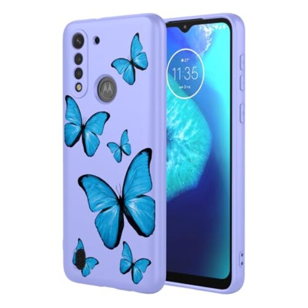 KOARWVC Capa de telefone para Moto G8 Power Lite, XT2055-2 Capa de telefone com estampa de borboleta fofa protetora macia TPU para Motorola Moto G8 Power Lite borboleta roxa