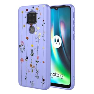 KOARWVC Capa de telefone para Moto G9 Play, XT2081-1 XT2083-1 Motorola G9/Moto E7 Plus, capa fofa com estampa de flor, fina, protetora, macia, amortecedora, capa de telefone para Motorola G9 Purple