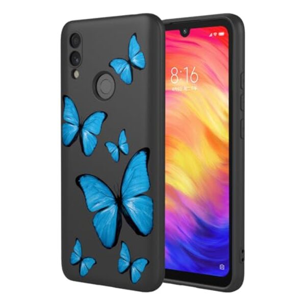 KOARWVC Capa de telefone para Redmi Note 7 Pro/Redmi Note 7, capa para Redmi Note 7S, design de padrão de borboleta, fina, protetora, macia, amortecedora, capa de telefone para Xiaomi Redmi Note 7
