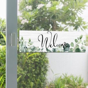 Konohan 2 ímãs de tela de sinal de boas-vindas tamanho grande decoração de boas-vindas para casa ímã de porta de tela dupla face para decoração de porta de janela e placas (estilo eucalipto)