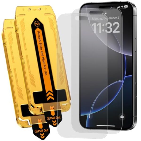 Ksleri Pacote com 2 protetores de tela de vidro fosco de 6,9 polegadas, remoção automática de poeira, fácil instalação, vidro temperado antirreflexo, anti-impressão digital, compatível com ilha