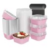 Ksmxos Pacote com 100 mini formas de bolo quadradas com tampas, mini formas de pão com tampas, copos de folha de alumínio, copos descartáveis de cupcake, copos de sobremesa para piqueniques de festa