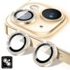 Kucheed Protetor de lente de câmera Diamond compatível com iPhone 14/14 Plus, capa de câmera de vidro temperado Bling 9H, anéis de metal de alinhamento automático individual, adesivos de filme de capa