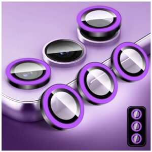 Kucheed Protetor de lente de câmera luminosa para Samsung Galaxy S24 Plus, protetor de tela de vidro temperado colorido noctilucente, alinhamento automático, anéis de liga de alumínio