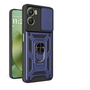 Kukoufey Capa compatível com Motorola Moto G06, com capa de lente de câmera deslizante compatível com Motorola Moto G06 XT2535-1 XT2535-2 XT2535-3 XT2535-14 capa protetora azul