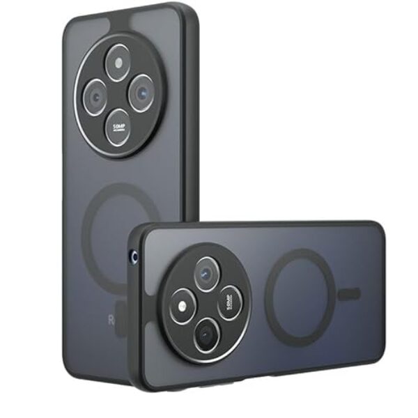 Kukoufey Capa compatível com Xiaomi Poco C75, compatível com MagSafe, compatível com Xiaomi Redmi A4 / 14C 2409BRN2CA / 14R 5G capa de celular magnética embutida antichoque preta