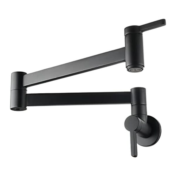 KUYBTU Torneiras de pia de cozinha, torneira de enchimento de panela, torneira de cozinha única de latão de água fria, pia de cozinha comercial, braços giratórios de junta dupla expansível dobrável