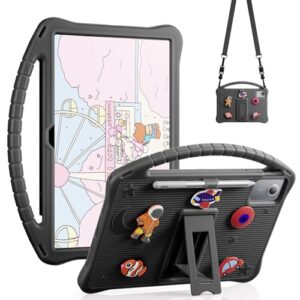 Kwamaz Capa para Lenovo Tab M11 com suporte para caneta, capa de silicone macio infantil com alça de suporte, figuras faça-você-mesmo, para tablet Lenovo M11 de 11 polegadas (TB330FU) (preto)