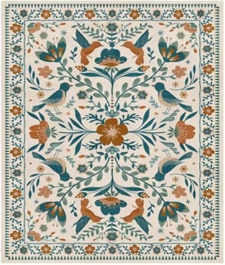 Lahome Cobertor Boho – Manta de lã com padrão de camada dupla para cama, cobertor leve e respirável reversível de 127 cm x 152 cm, decoração de casa de fazenda, floral, plantas, pássaros