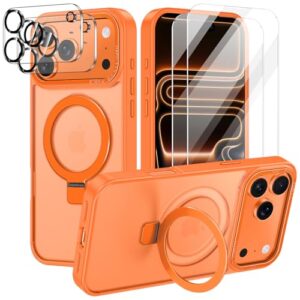 Lamcase Capa para iPhone 17 Pro, com suporte magnético invisível [proteção militar contra quedas] [compatível com MagSafe] à prova de choque, fina, translúcida, antiderrapante, com 2 protetores de