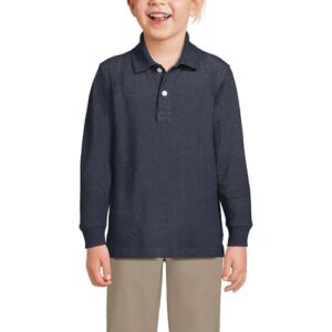 Lands' End Camisa polo infantil de malha de manga comprida para uniforme escolar, Azul-marinho clássico, G-GG