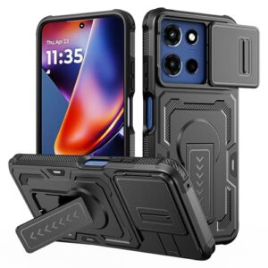 Lanhiem Capa para Moto G 5G 2025 / G 2026 / G Play 2026 com protetor de tela HD, capa deslizante para câmera, capa à prova de choque de nível militar com suporte e proteção de camada dupla, aderência