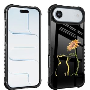 LANJINDENG Compatível com iPhone 17 Air, capa de gato girassol design fofo para mulheres e meninas, corpo inteiro, à prova de choque, anti-arranhões, resistente, policarbonato rígido, proteção contra