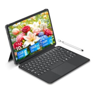 Laptop 2 em 1 de 10,1 polegadas 12 GB DDR3 256 GB SSD, processador M3-8100Y (até 3,40 GHz), tela sensível ao toque 800 * 1280, Wifi5, Bluetooth 5.0, HDMI*1, função completa tipo C, teclado