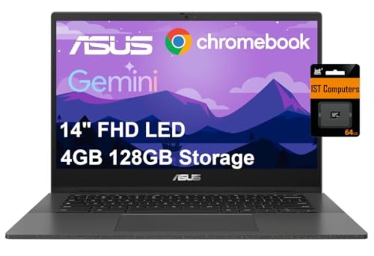 Laptop ASUS Chromebook CM14 (LED FHD de 14 polegadas antirreflexo, MediaTek Kompanio 520, armazenamento de 128 GB (eMMC de 64 GB + cartão SD de 64 GB)), casa e estudantes, resistente, bateria de longa