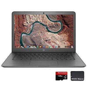 Laptop Chromebook Touchscreen HP de 14 polegadas, Intel Celeron N3350, 4 GB de RAM, SSD eMMC de 32 GB, gráficos Intel UHD, Chrome OS, bateria de até 10 horas (pacote com cartão microSD de 128 GB e