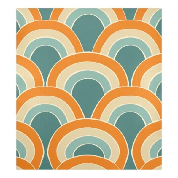 Laranja e azul-petróleo padrão sem costura ímã capa reutilizável geladeira capas magnéticas lava-louças painel frontal decoração de férias 58 x 66 cm