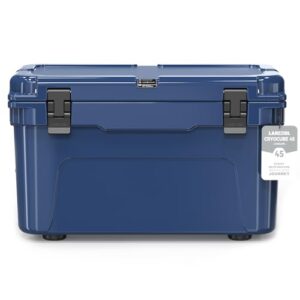 LARCOOL Refrigerador rígido rotomoldado de 45 litros, baú de gelo portátil com isolamento de 7,5 cm, refrigerador de praia resistente para acampamento, pesca, passeios de barco, piquenique, churrasco