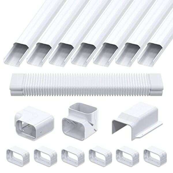 LBG Products Kit de tubulação decorativa de linha de PVC de 10 cm de largura de 6 m para ar condicionado central, bomba de calor, mini divisão sem dutos