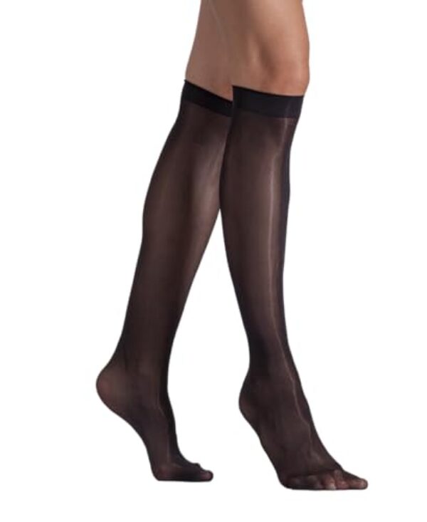 LECHERY Meias femininas brilhantes brilhantes e brilhantes na altura do joelho, pacote com 2, Preto, Tamanho Único