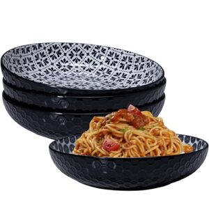LEHAHA Conjunto de 4 tigelas de macarrão, tigelas de salada grandes de 21 cm, tigela de sopa para servir sopa, macarrão, macarrão, jantar, pratos grandes de cozinha, seguro para micro-ondas e