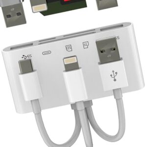 Leitor de cartão USB C Lightning USB para SD para iPhone 17 16 15 14 Pro Max (5 em 3) Câmera digital TF OTG Adaptador de carregador Micro SD Hub para tomada de computador Apple compatível com porta