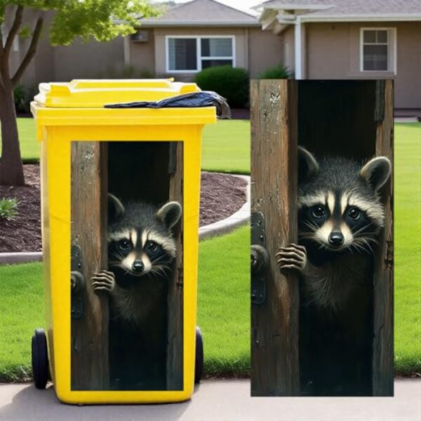 Leniutor 1 adesivo de lixeira com rodas, decalque grande de vinil impermeável de 36,8 cm x 81,8 cm para caixotes de geladeira, parede, ambientes externos, decoração de porta de janela interna