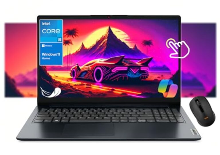 Lenovo IdeaPad 1i 39.6 cm FHD Touchscreen, Intel Core i5-1335U de 13ª geração, Copilot AI, Webcam com obturador de privacidade, teclado numérico, Wi-Fi 6, Windows 11 Home, com mouse (16 GB RAM | SSD