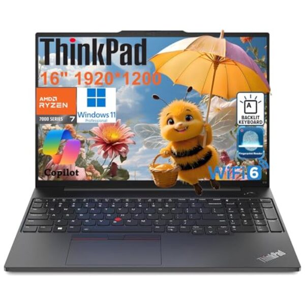 Lenovo Laptop empresarial ThinkPad E16 Gen 2, AMD 8-Core Ryzen 7 7735HS (Beat i7-1355U), 32 GB DDR5 RAM, SSD PCIe de 1 TB, FHD + de 16 polegadas, WiFi 6E, KB retroiluminado, leitor de impressão