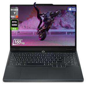 Lenovo Laptop para jogos Legion 5 Gen 10, AMD Ryzen 7-260, RAM DDR5 de 32 GB, SSD PCIe de 1 TB, tela WQXGA de 15 polegadas (2560 x 1600), tela Nvidia G-Force RTX 5060, teclado retroiluminado RGB de 24