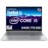 Lenovo ThinkBook 16 Business Laptop, tela antirreflexo FHD de 16 polegadas, Intel 8-Core i5-13420H, 64GB DDR5 RAM, 1TB NVMe, WiFi 6 + BT, RJ-45, HDMI, webcam HD, Win 11 Pro
