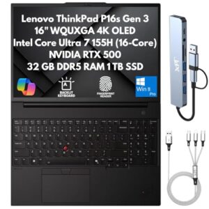 Lenovo ThinkPad P16s Gen 3 Mobile Workstation Laptop 2025, 40.6 cm WQUXGA 4K OLED, Intel 16-Core Ultra 7 155H, 32GB RAM, 1TB SSD, NVIDIA RTX 500, Thunderbolt 4, FPReader, IR Cam, Copilot Windows 11