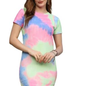 Leriya Fashion Vestidos de festa para mulher, gargantilha multicolorida, mini vestido envolvente, ROSA, 6
