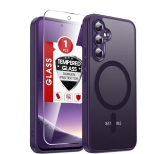 LeYi Capa de telefone compatível com Samsung Galaxy A54-5G: capa para Samsung A54 5G [ajuste Mag-Safe] com protetor de tela, película fosca translúcida de toque suave e proteção total para celular A