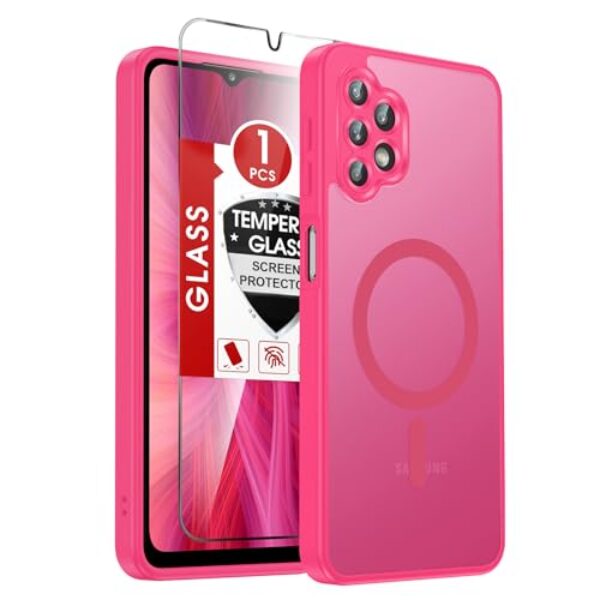 LeYi Capa de telefone para Galaxy A32-5G: Capa compatível com Samsung A32 5G com protetor de tela, carregamento sem fio, fosco, translúcido, toque macio e corpo inteiro à prova de choque Funda para A