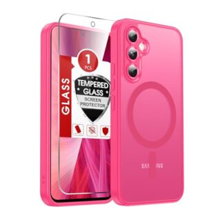 LeYi Capa de telefone para Galaxy A54-5G: Capa compatível com Samsung A54 5G com protetor de tela, carregamento sem fio, fosco, translúcido, toque macio e à prova de choque de grau militar Funda para