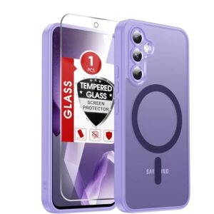 LeYi Capa de telefone para Galaxy A54-5G: Capa compatível com Samsung Galaxy A54 5G com protetor de tela, carregamento sem fio, fosco, translúcido, toque macio e à prova de choque de grau militar