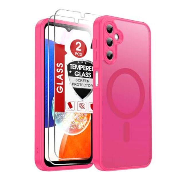 LeYi Capa para celular Galaxy A14-5G: Capa compatível com Samsung A14 5G com protetor de tela 2X, carregamento sem fio, fosco, translúcido, toque macio e corpo inteiro à prova de choque Funda para A