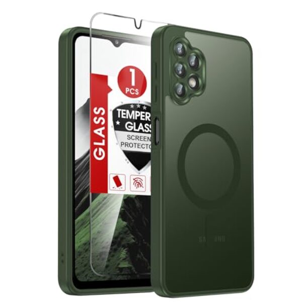 LeYi Capa para celular Galaxy A32-5G: Capa compatível com Samsung Galaxy A32 5G com protetor de tela, carregamento sem fio, fosco, translúcido, macio e à prova de choque, fundo para A 32, verde sálvia