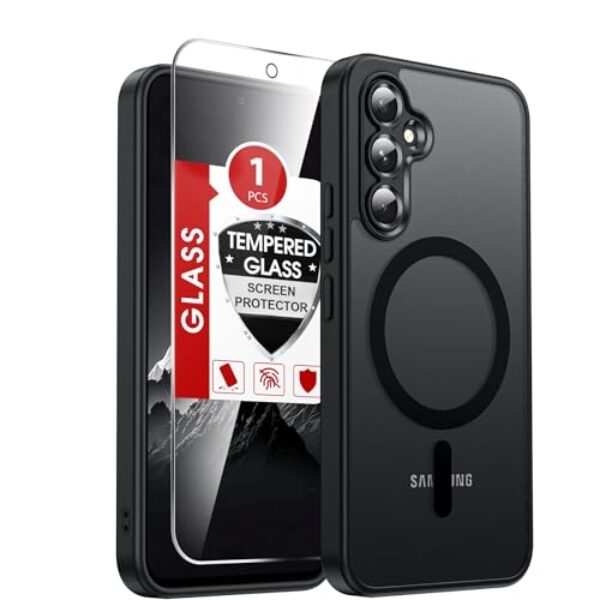 LeYi Capa para celular Galaxy A54-5G: Capa compatível com Samsung A54 5G [Mag-Safe Fit] com protetor de tela, película fosca translúcida de toque suave e proteção de nível militar Funda para A 54