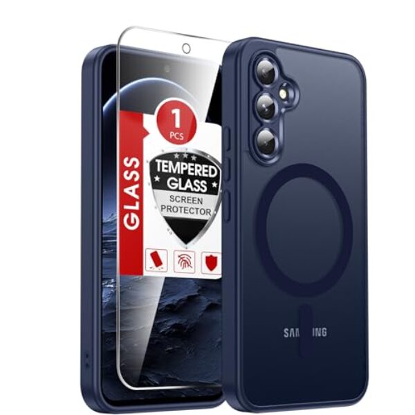 LeYi Capa para celular Galaxy A54-5G: Capa compatível com Samsung A54 5G [Mag-Safe Fit] com protetor de tela, película fosca translúcida de toque suave e proteção de nível militar Funda para A 54