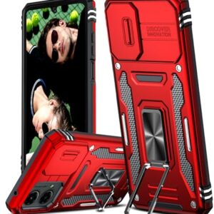 LeYi Capa para Motorola G-5G-2024: Capa para Moto 5G 2024 com capa deslizante para câmera, [grau militar] à prova de choque, suporte magnético para Moto G5G 2024, vermelho